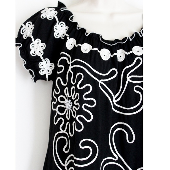 Smock Tunic Lauren Michelle Embroidered Classy B/W - Picture 7 of 8